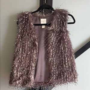 Forever 21 Girls Faux Fur Vest in Brown and Cream - 8/10 Medium